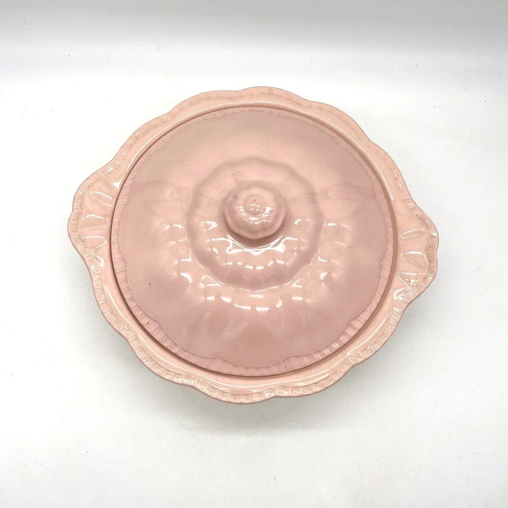 Vintage J&G Meakin SOL Rosa Pink Lidded Tureen Scalloped Serving‎ Bowl England